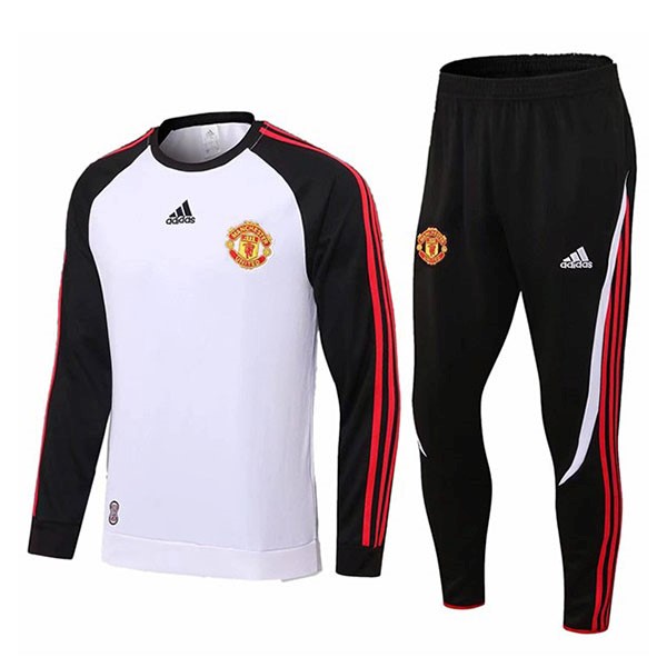 Sweatshirts Manchester United 2022-2023 Weiß Schwarz Günstige Fußballtrikots